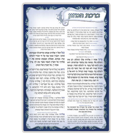 1 Page bencher Laminated Blue & Silver with Al hamichya  7.78x11.34" EDUT MIZRACH