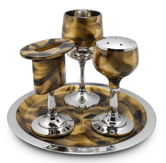 Aluminum Havdalah Set goldish Brown