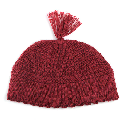 Yerushalmi Kippah Red Plain Medium