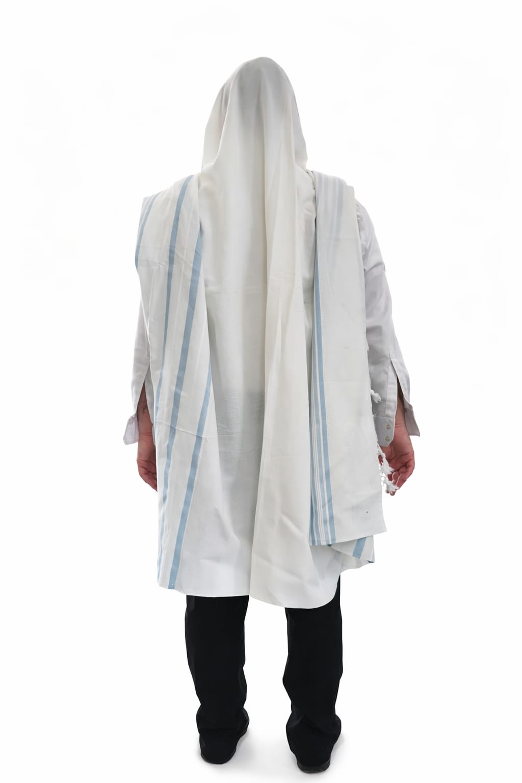 Hatallit Non Slip Blue On White Tallit
