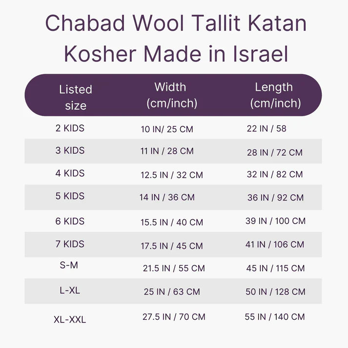 Chabad Wool Tallit Katan Kosher Garment