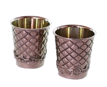 Small Set Of 2 Kiddush Cups 3.5 oz. /Nickel 2.5"