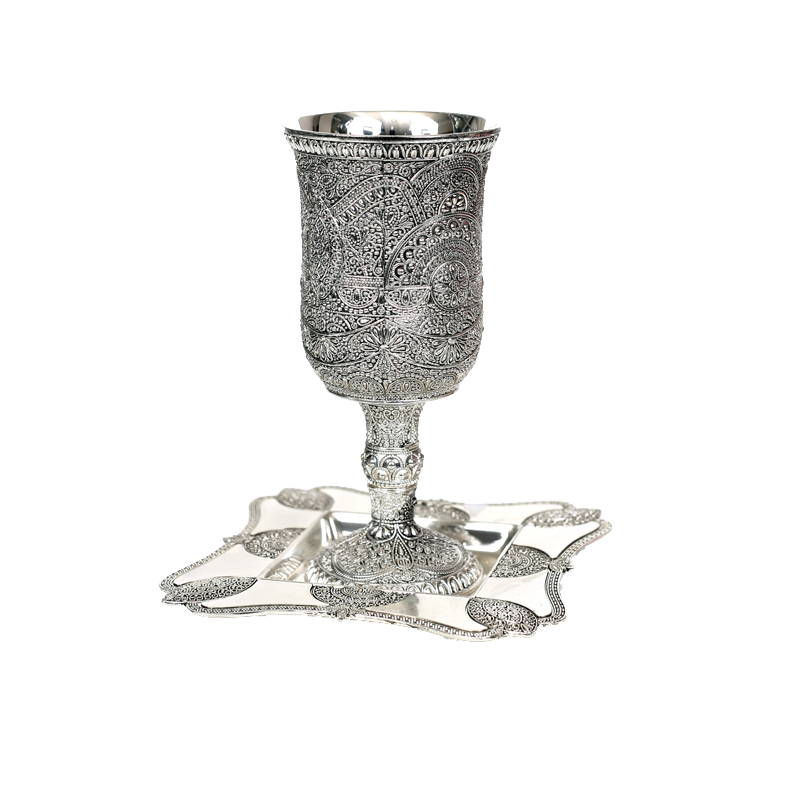 Kiddush Cup With Leg  Filigree