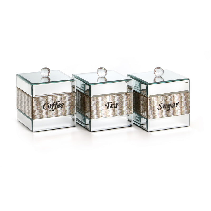 Mirror Tea Coffee Sugar Holder Gold powder print 5x5xH5.5 "