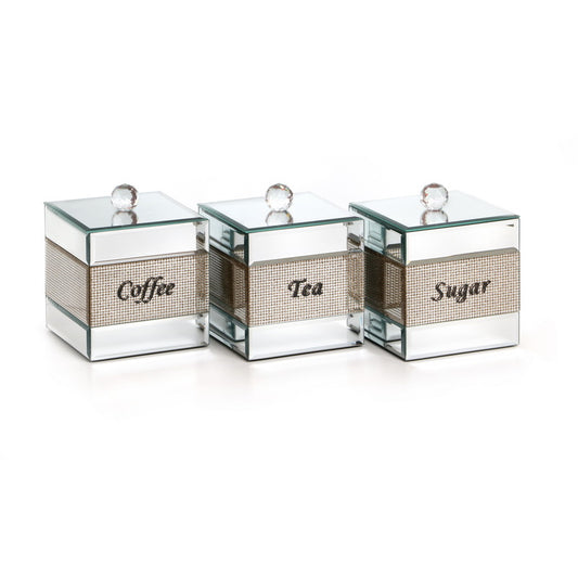 Mirror Tea Coffee Sugar Holder Gold powder print 5x5xH5.5 "