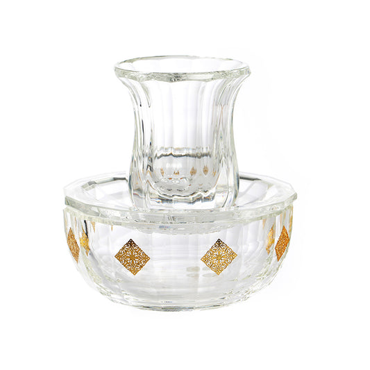 Crystal Mayim Achronim Set with Gold Design