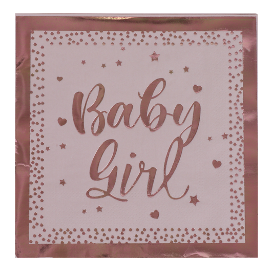 20 Metallic Pink Napkins "It’s a Girl"