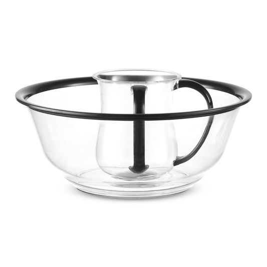 Acrylic wash cup set clear with black rim