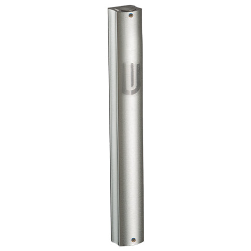 Aluminum Mezuzah 12 Cm- Dotted Silver, "shin"