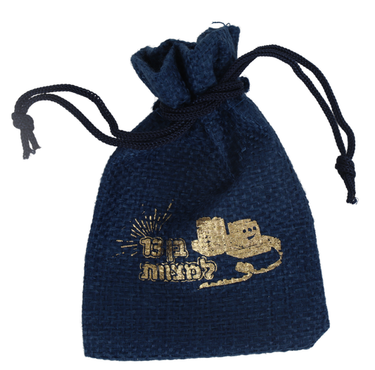 Blue & Gold Printed Tefillin Bags - 6pcs 3"x4"