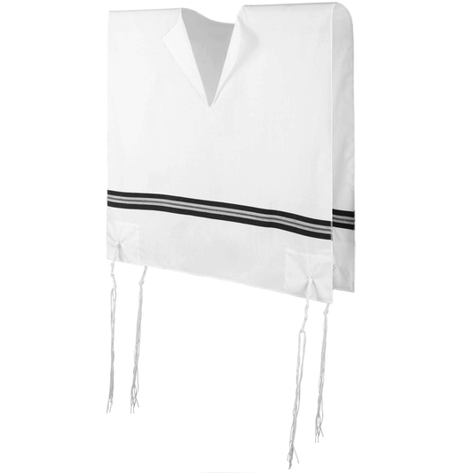 Wool Tzitzis #24  V Neck 2 Hole Thick Strings