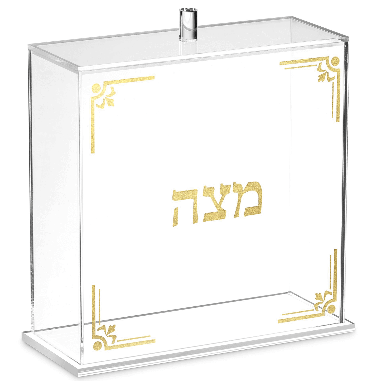 Acrylic Matzah Box Square Gold Design