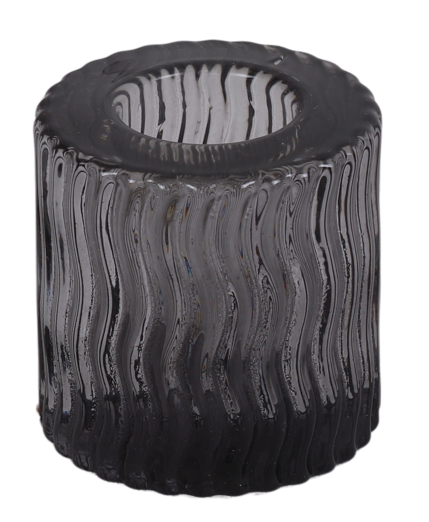 Black Wavy Crystal Candlestick 2"