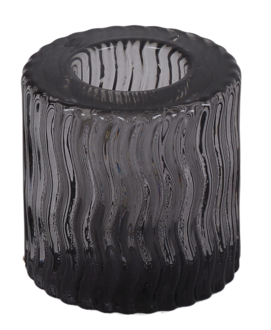 Black Wavy Crystal Candlestick 2"