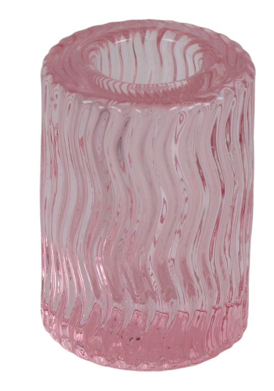 Pink Wavy Crystal Candlestick 2"
