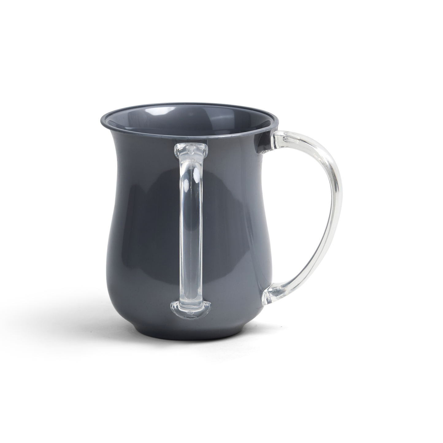 Acrylic Cup With 2 Handles Metallic Silver With Clear Handle