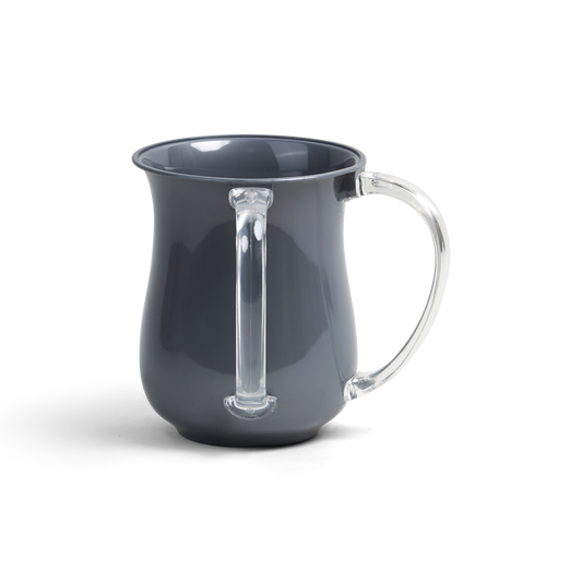 Acrylic Cup With 2 Handles Metallic Silver With Clear Handle