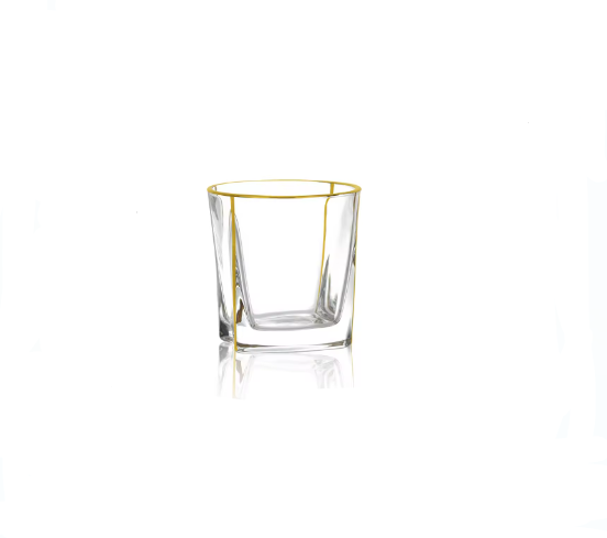6 Crystal Glass with  Gold Design
