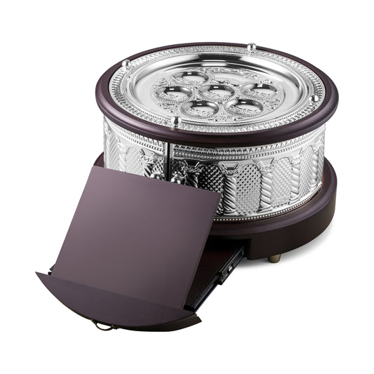 The "Magid Kaarah" 3 tier- mahogany silver /plated Kaarah with retractable Shtender