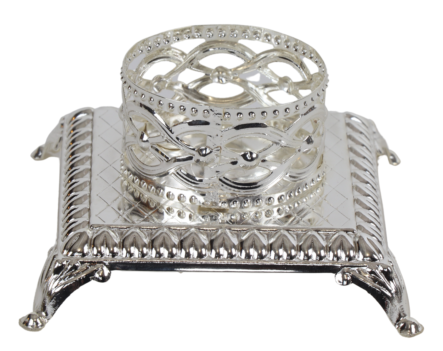 Silver Plated Tealight Candle Holder - Traditional Design
