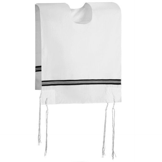 Wool Tzitzis #24  R Neck 2 Hole Thin Strings Skver