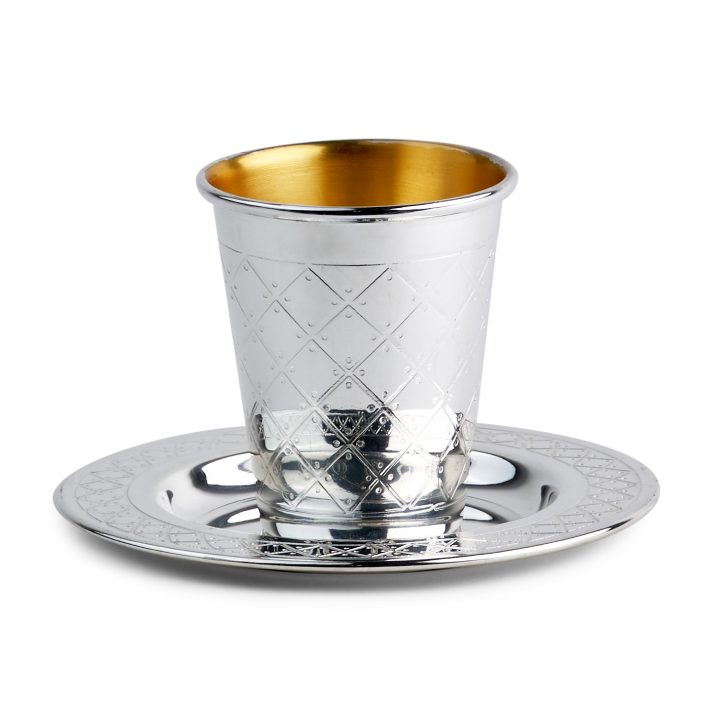 Silver Kiddush Cup Set Cup 3.5" Tray 5.5"