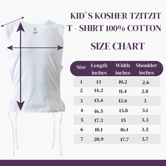 Kids Cotton Tzitzit T-Shirt Vest | Ashkenazi, Sephardi & Chabad (Scroll down for sizes)