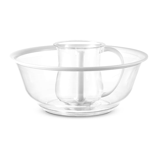 Acrylic wash cup set clear with white rim