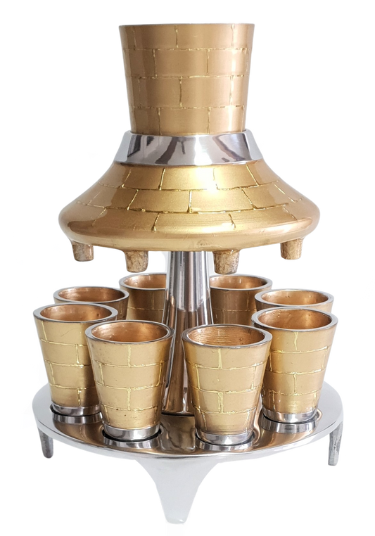 Aluminum Fountain Set 8 Cups Gold Brick Design