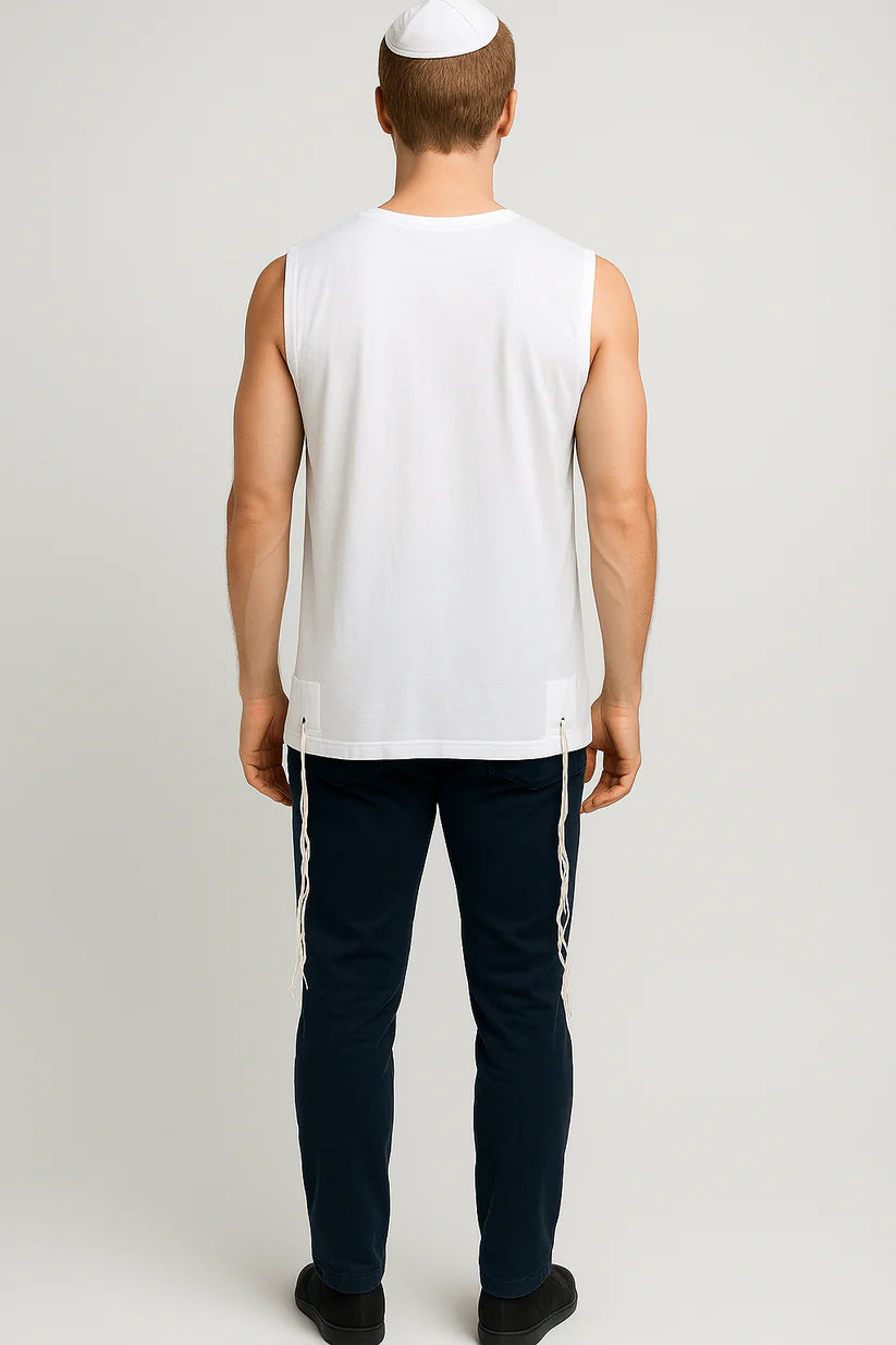 Adult Cotton Tzitzit T‑Shirt Vest | Ashkenazi, Sephardi & Chabad Options