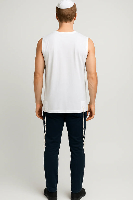 Adult Cotton Tzitzit T‑Shirt Vest | Ashkenazi, Sephardi & Chabad Options