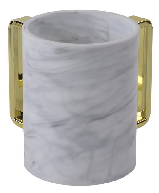 Acrylic Marble Washing Cup with Gold Handles