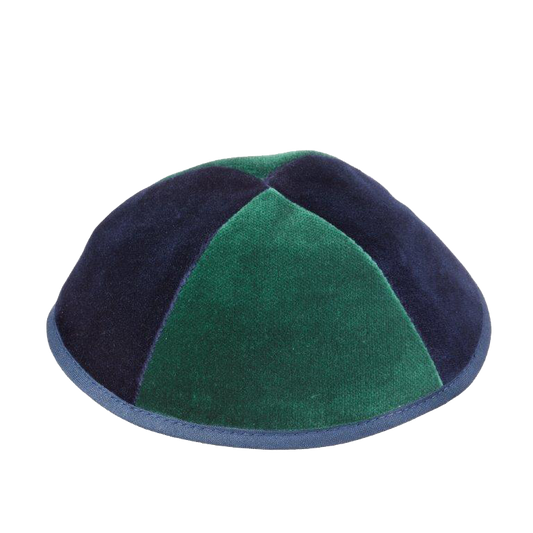 4 Part Black & Green Yarmulka With Rim Size 4