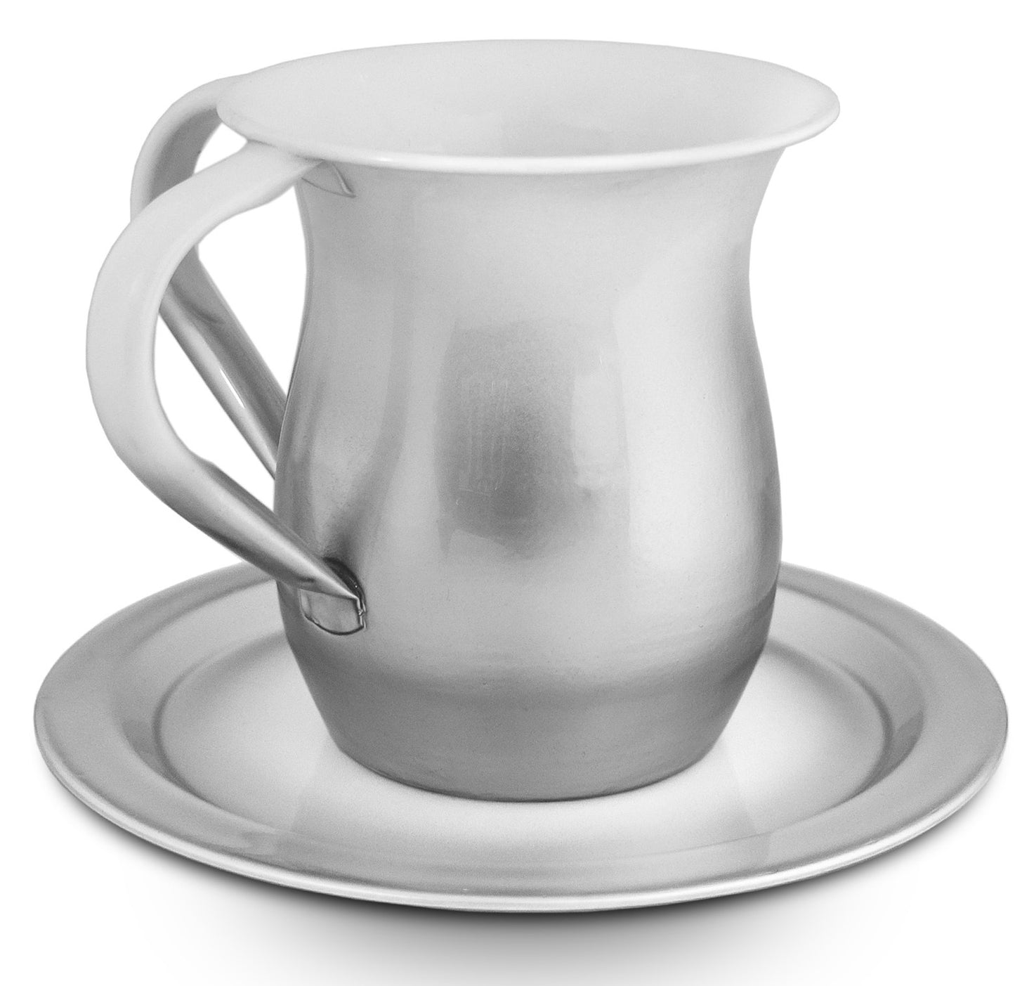Wash cup and plate set Silver White