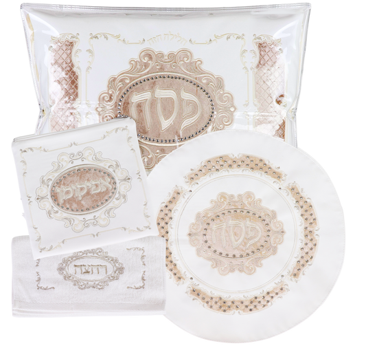 4 Pieces Elegant Leather & Velvet Pesach Set