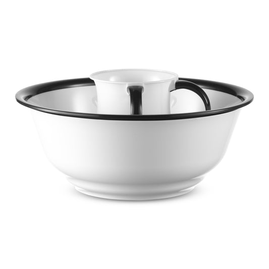 Acrylic wash cup set white with black rim
