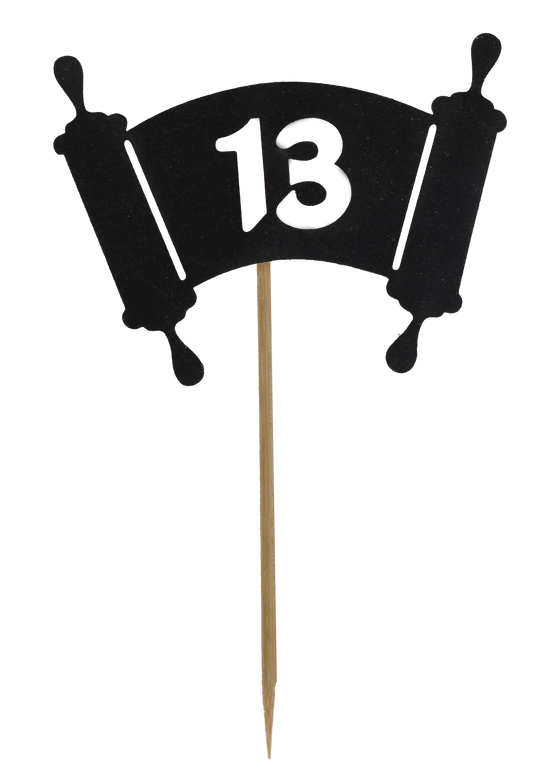 10 Black Bar Mitzva - Torah Toothpicks for Cake Decoration