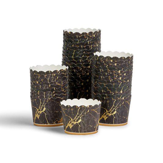40 Black Marble Muffin Holders