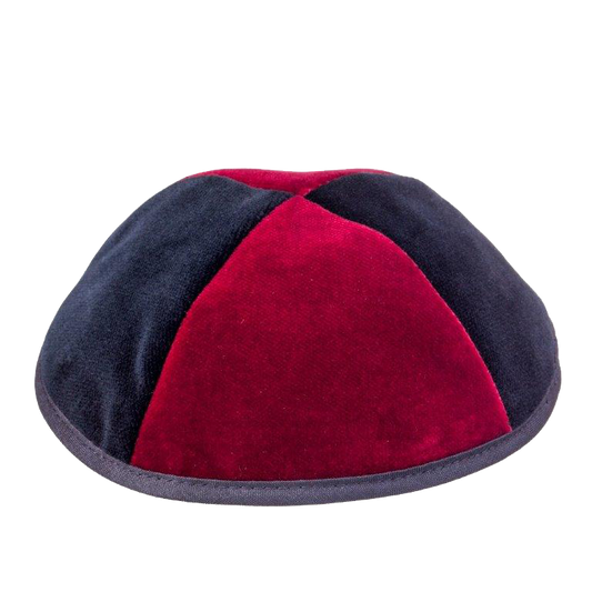 4 Part Navy &  Burgundy Yarmulke With Rim Size 2