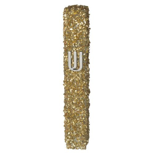 Golden Glass Mezuzah With Stones 20 Cm