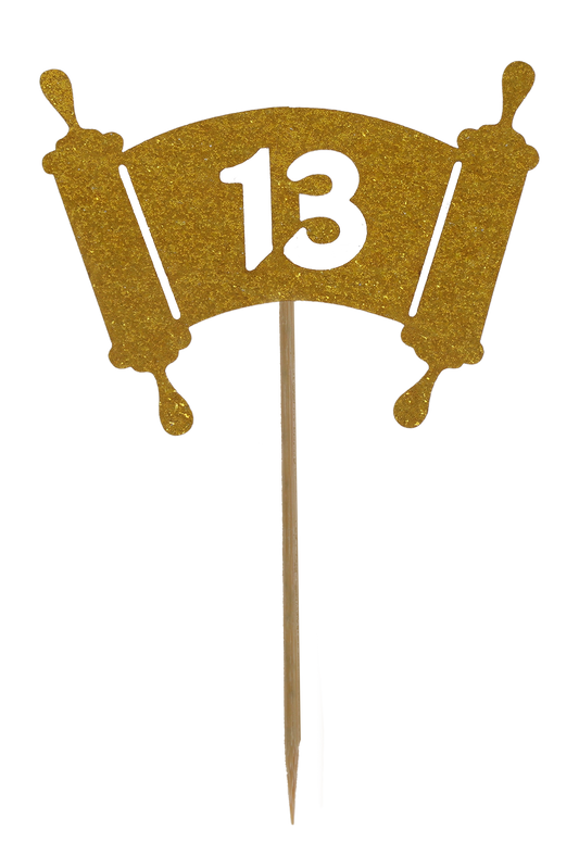 10 Gold Bar Mitzva - Torah Toothpicks for Cake Decoration