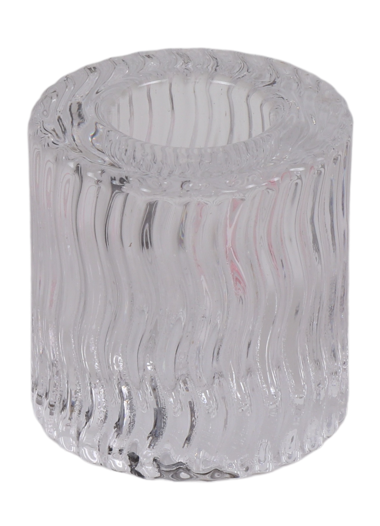 Clear Wavy Crystal Candlestick 2"