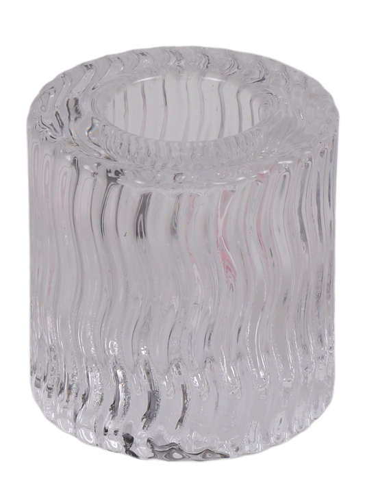 Clear Wavy Crystal Candlestick 2"