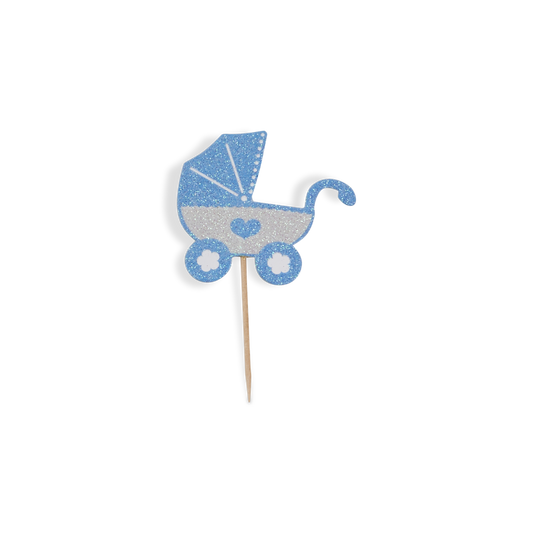 18 Blue BabyCarriage Toothpicks for Cake Decarotion