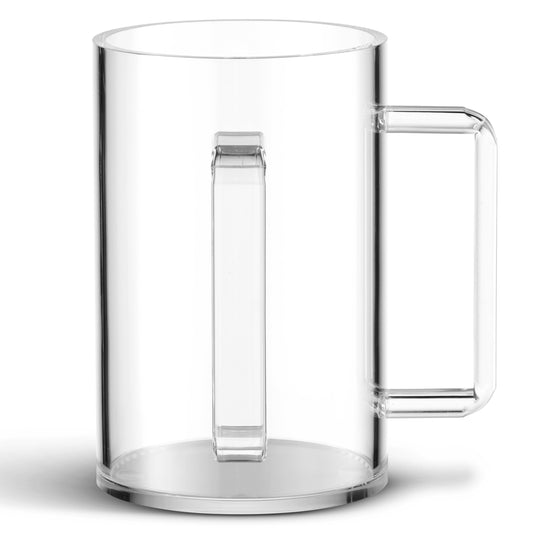 Tall Acrylic wash cup clear with clear handles 6 inc tall
