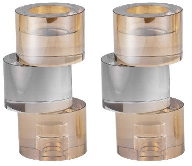 Set of 2 Silver & Gold Crystal Candlesticks and Tealight Holders (reversable) 6"H