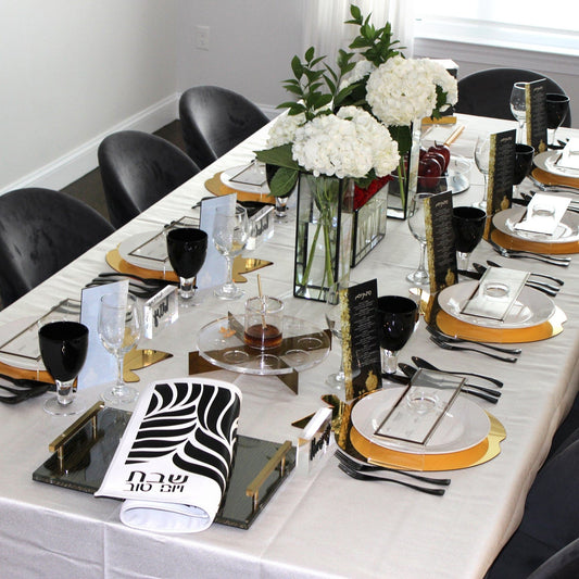 Black & Gold Rosh Hashanah Tablescape - Waterdale Collection