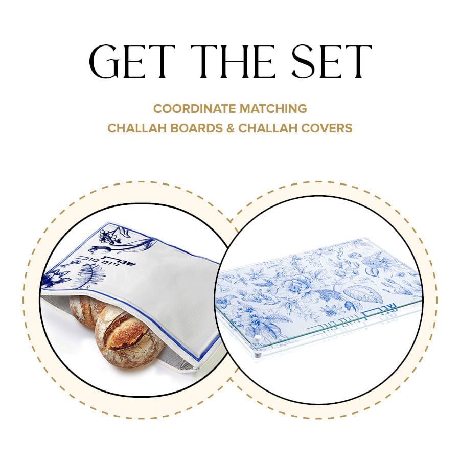 Blue French Toile Challah Pouch Set