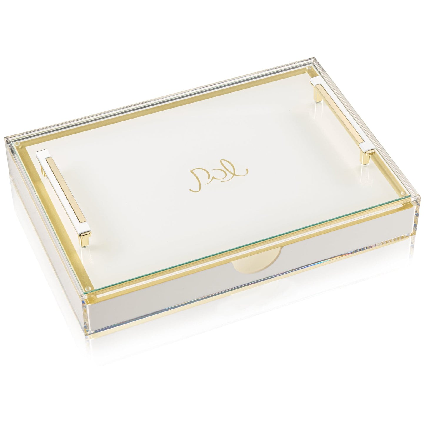 Challah Board with drawer - Gold accents - Waterdale Collection