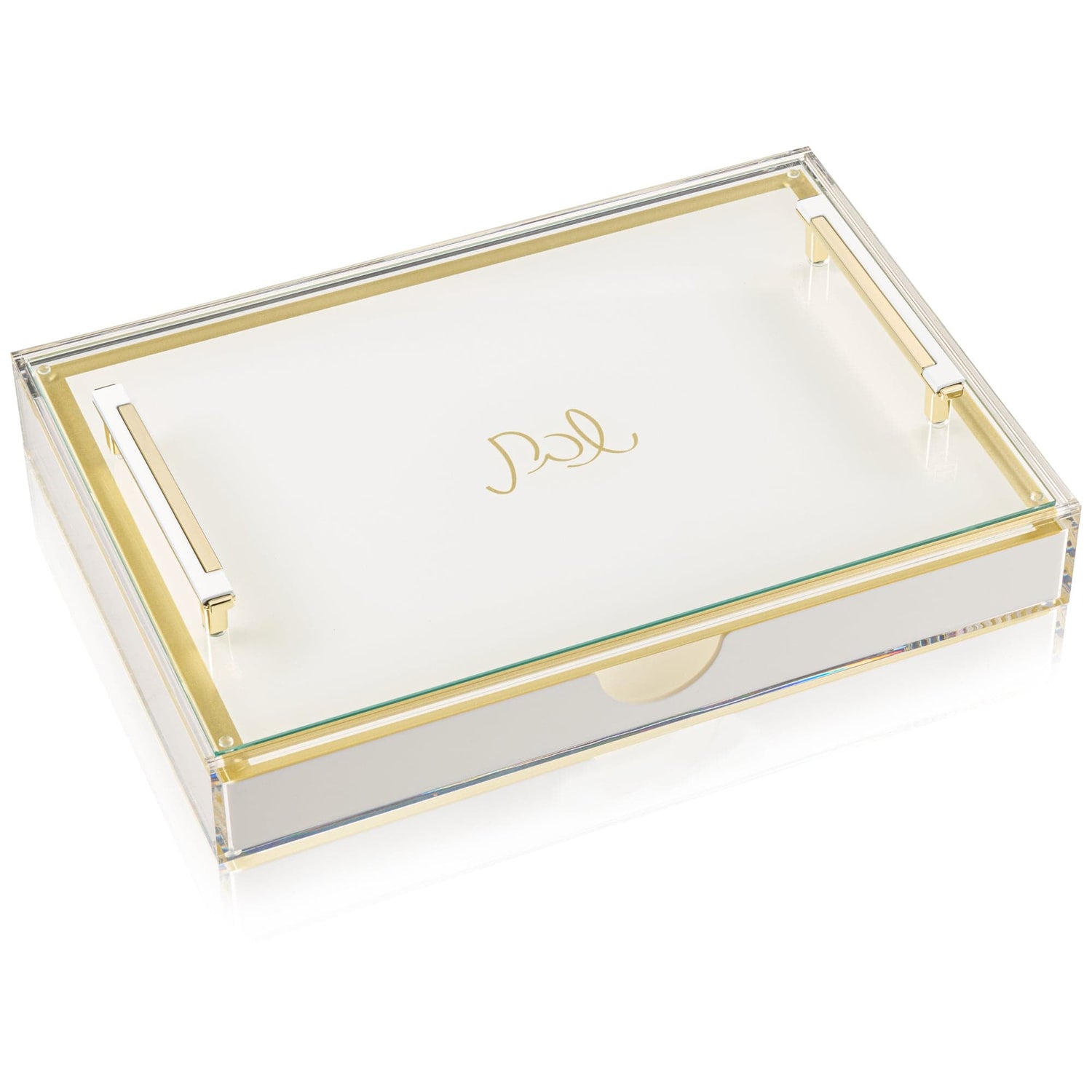 Challah Board with drawer - Gold accents - Waterdale Collection